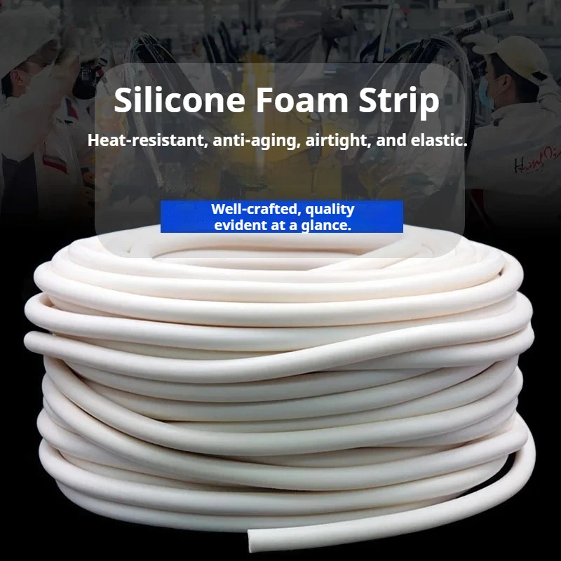 High Temperature Resistant Silicone Foam Strip CNC Vacuum Suction Cup Sealing Strip Foam Round Strip 1/2/3/4/5/6/7/8/9/10mm