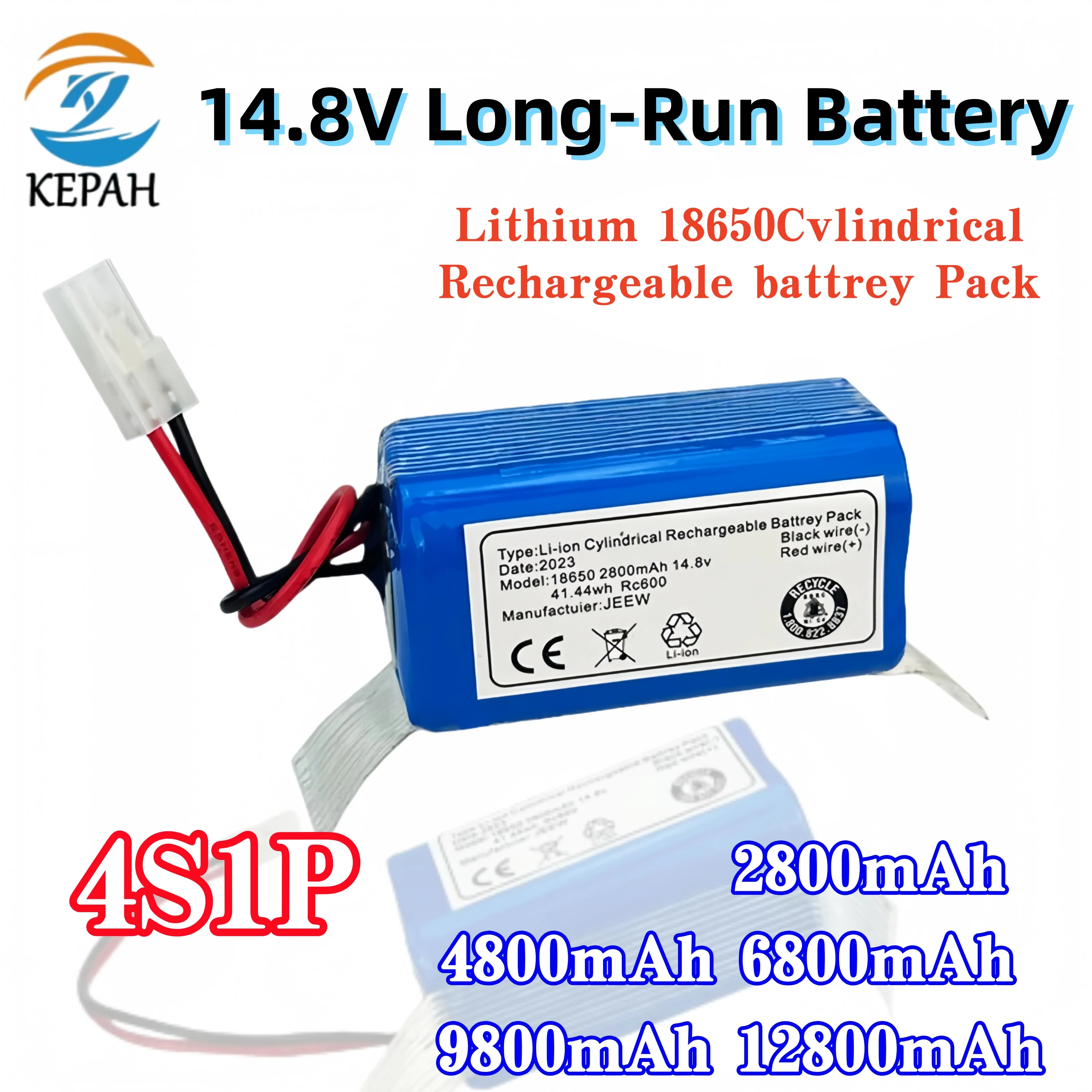 

Customizable Connector Robot Vacuum Battery｜14.8V 4S1P 12800mAh Large-Capacity Rechargeable Li-ion for Cleaner