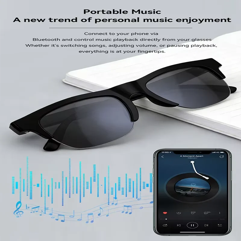 Lenovo 2026 New Smart Glasses Voice Assistant Music Touch Control Bluetooth Call Outdoor Fashion Sunglasses For Men Women view 5