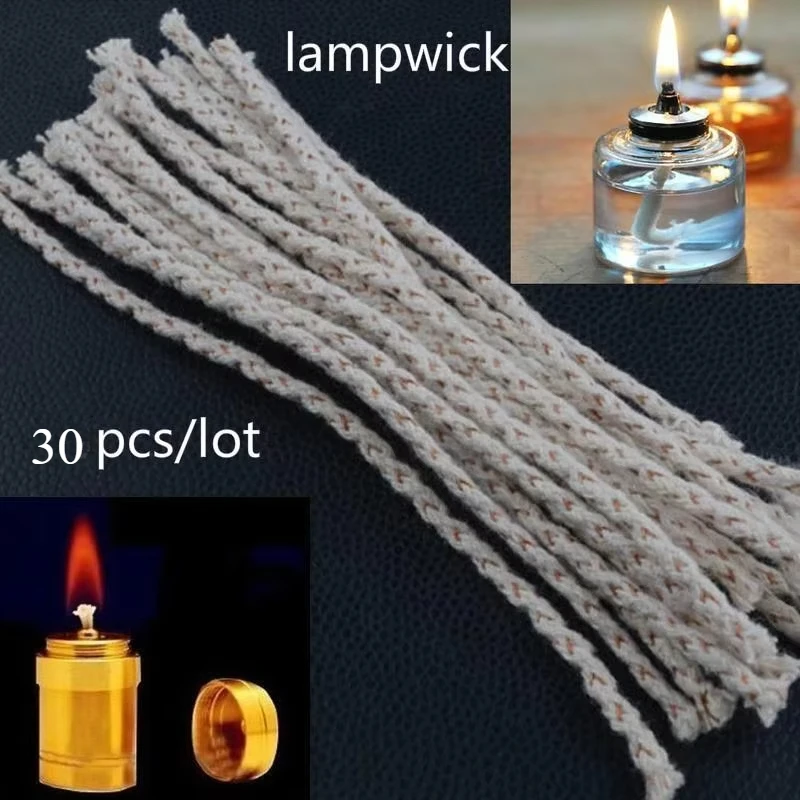30pcs/lot Cotton Core Wick For Kerosene Alcohol Lamp Durable Wicks For DIY Wheel Kerosene Oil Lighter Home Candle Making Tools