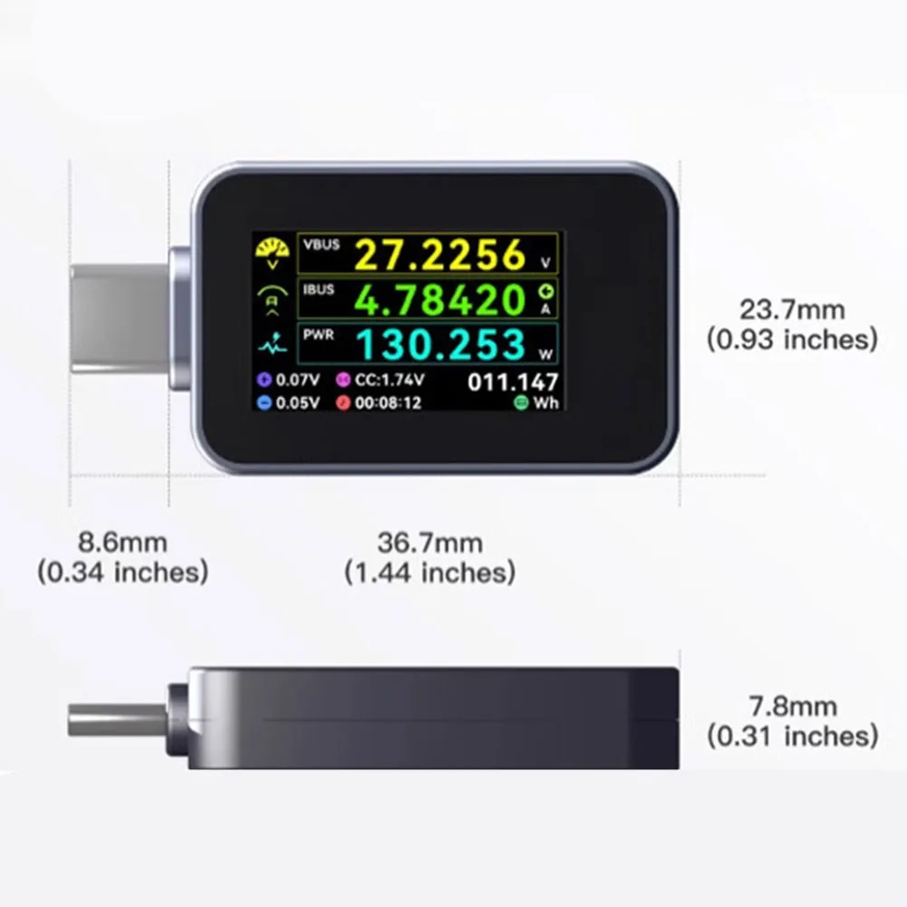 

C240 Portable Digital Power Meter Tester 1.14-inch Color Screen Clear Information Voltage Idirectional Current Digital Meter