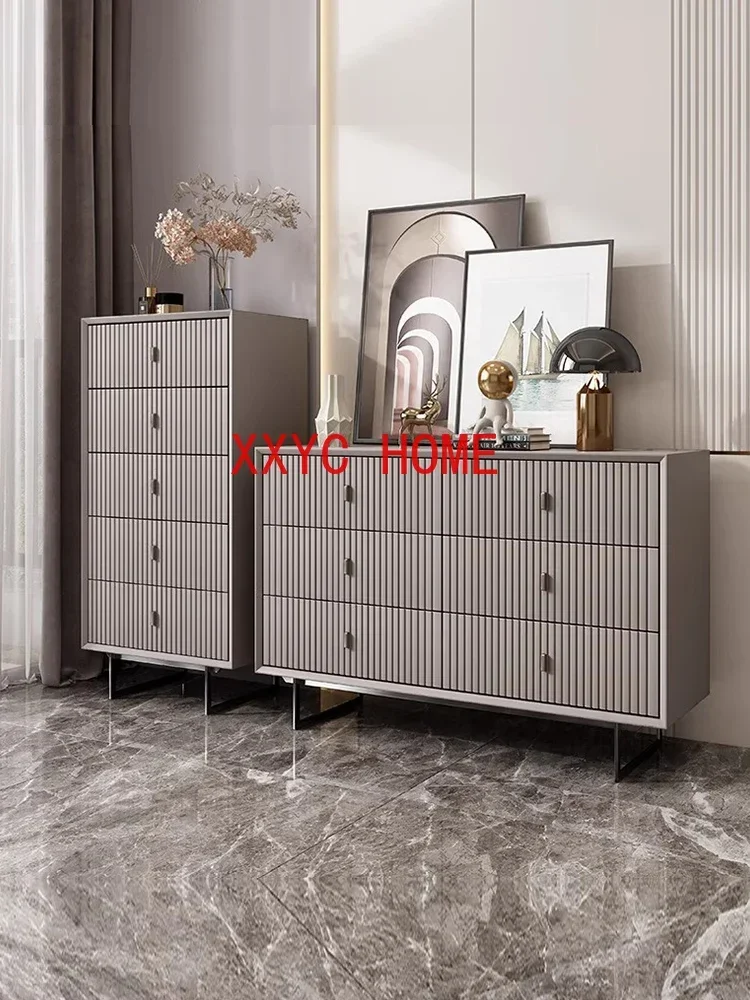 Modern Minimalist Bedroom Storage Cabinet Side Cabinet Premium Light Luxury and Simplicity Storage Solid Wood