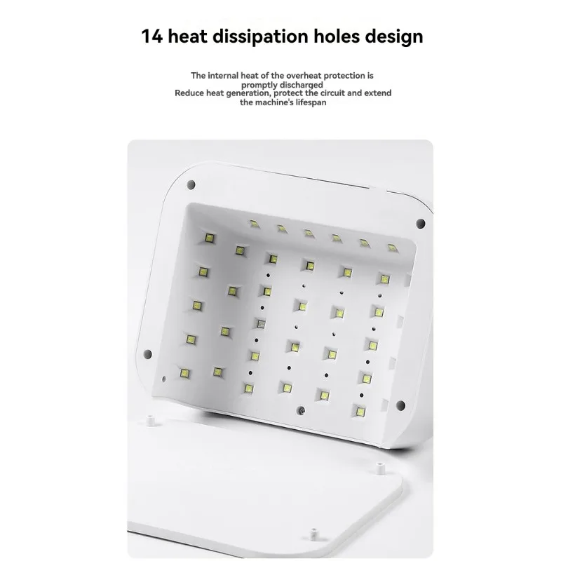 UV LED Rechargeable Nail Lamp 128W With LCD Screen 3 Timer Settings For Manicure Nail Art Tool US Plug