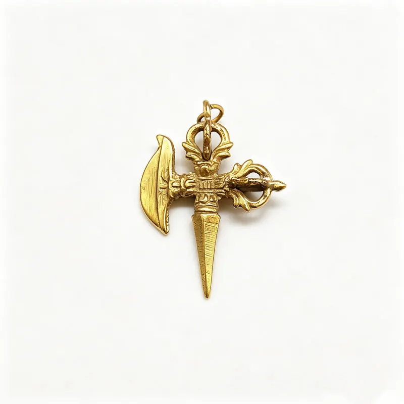 Tibet Mini Amulets Collection Brass Golden Cross Vajra Charms TBP188