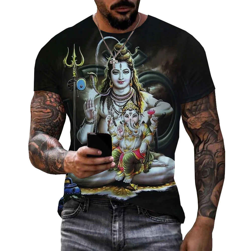 Hindu God Lord Shiva 3D Print T-Shirts Hinduism Vishnu Men Women Fashion Oversized Short Sleeve T Shirt Kids Tees Tops Clothing