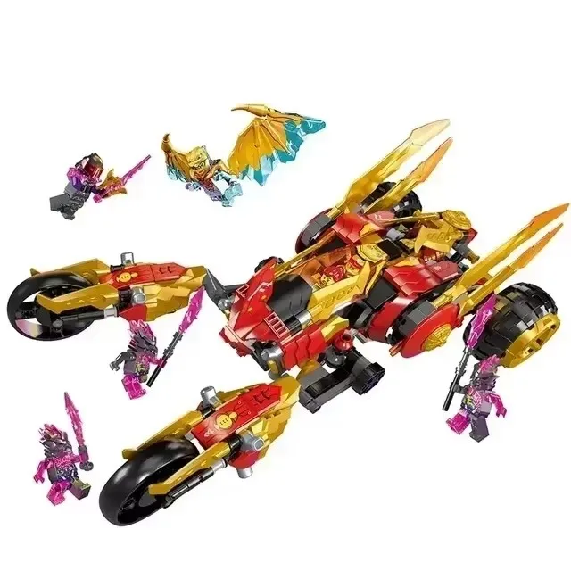 

New Golden Ultra Dragon Bricks Golden Dragon Jet Building Block Compatible 71774 71770 Christmas Gift