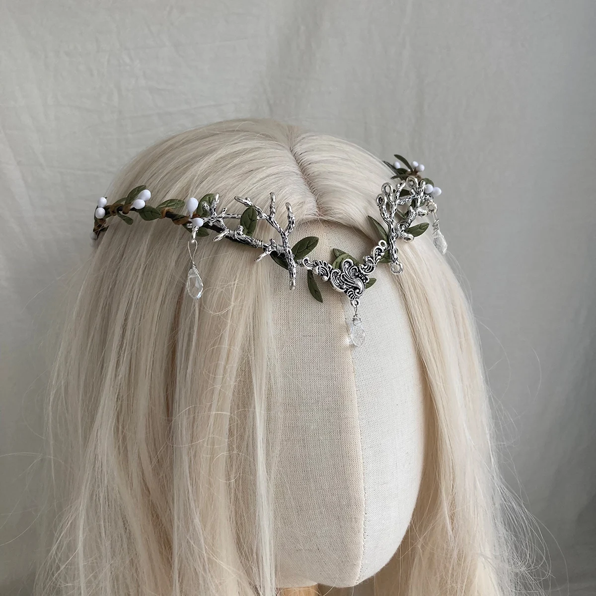 Moon Woodland fascia Tiara con rami fata corona elfo corona per le donne matrimonio sposa fata farfalla Costume circilet Flora