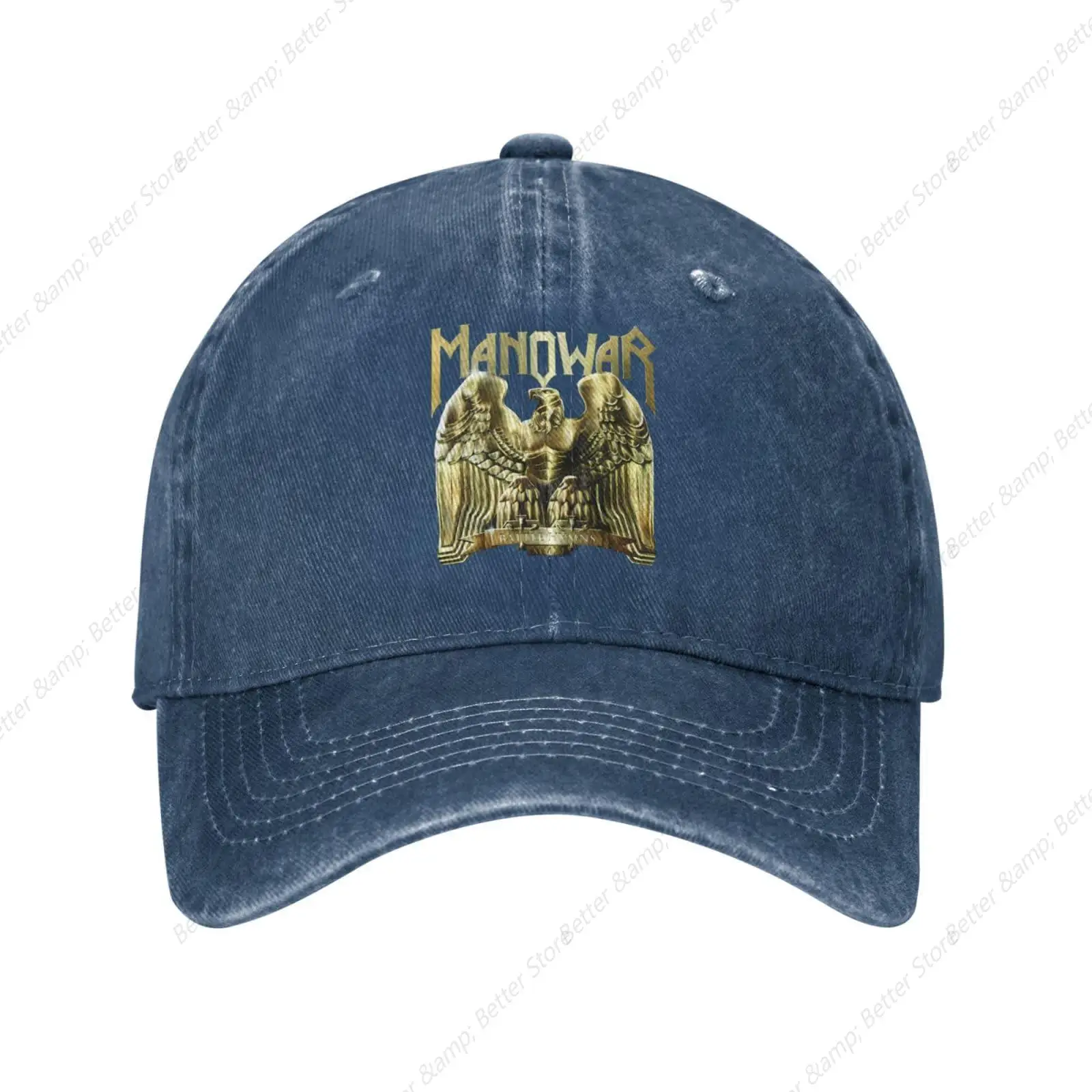 Vintage Denim Washed Baseball Cap Manowars Band Jeans Hats Distressed Denim Sun Caps Outdoor Activities Gift Hats