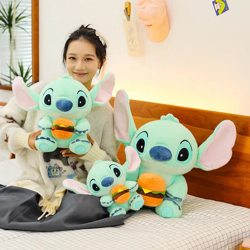 

Disney New 30/50cm Kawaii Burger Stitch Plush Toy Cartoon Anime Needle Cute Sleeping Pillow Plush Doll Girl Holiday Gift