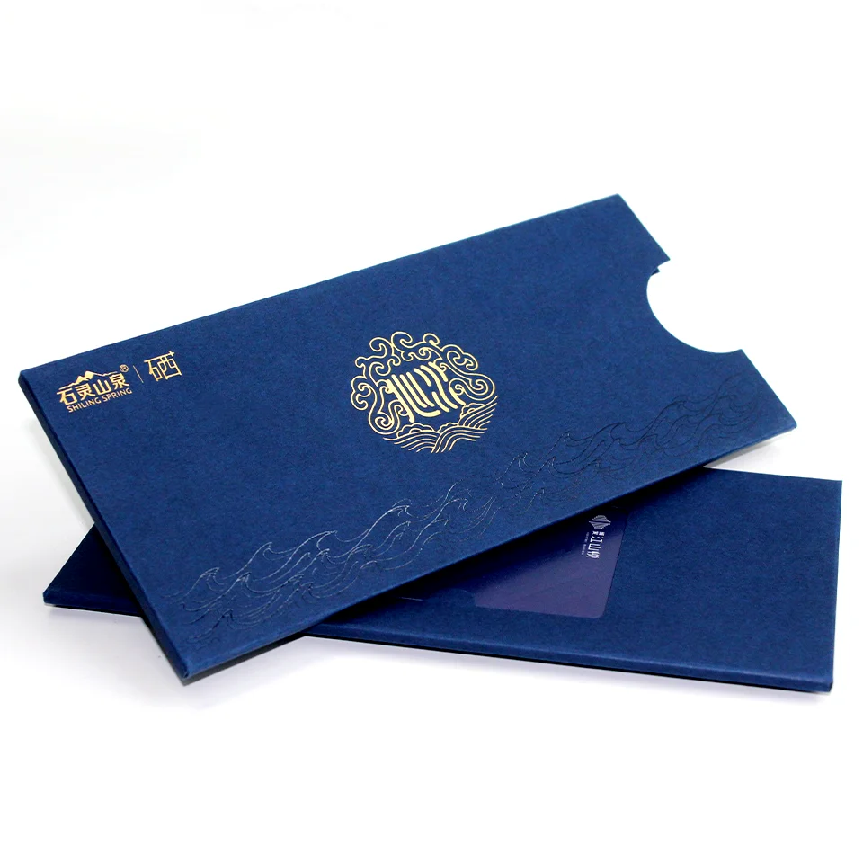 Luxury Custom LOGO VIP Card Protect Sleeve Envelope Gold Foil Printing Business Card Holder Packing Pulling Type