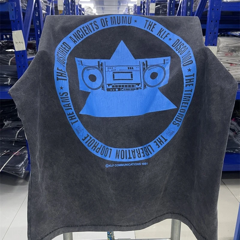 Klf Printing Saint Michael T-Shirts Men Women 1：1 High Quality Oversized Black Washed T-shirt Top Tees