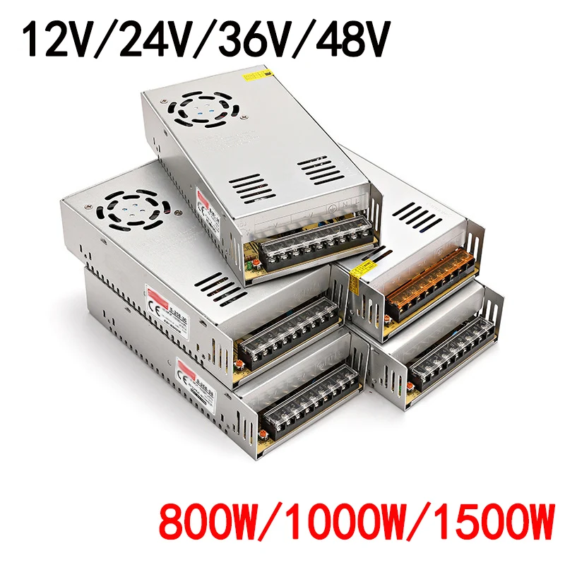 

Switching Power Supply 1500W 1000W 800W AC110V 220V TO DC 48V 36V 24V 12V Power Supply Source Transformer SMPS Uninterruptibl