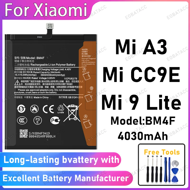 

100% New 4030mAh BM4F Battery For Xiaomi Mi A3/CC9E/MI 9 Lite Battery Replacement Bateria+Free Tools
