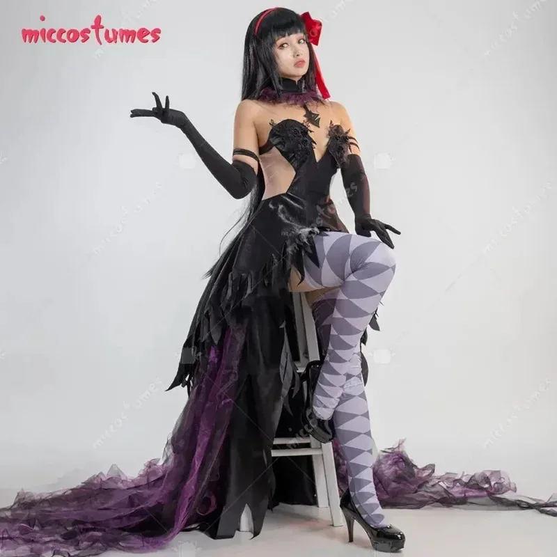 Miccostumes 여성 Magica Devil Homura 의상 럭셔리 드레스 세트 할로윈 코스프레 의상