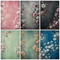 MOON.QG Vintage Photo Frame Wallpaper Backdrop Maternity Shooting Wall Background Abstract Flower Decor Photography Studio Props