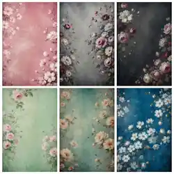 MOON.QG Vintage Photo Wallpaper Backdrop Floral Flower Gradient Color Photography Background Portrait Studio Wall shooting Props