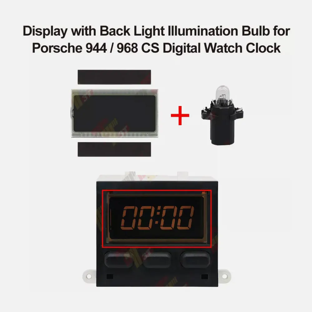 

Display with Back Illumination Bulb for Porsche 944 968 CS Digital Watch Clock