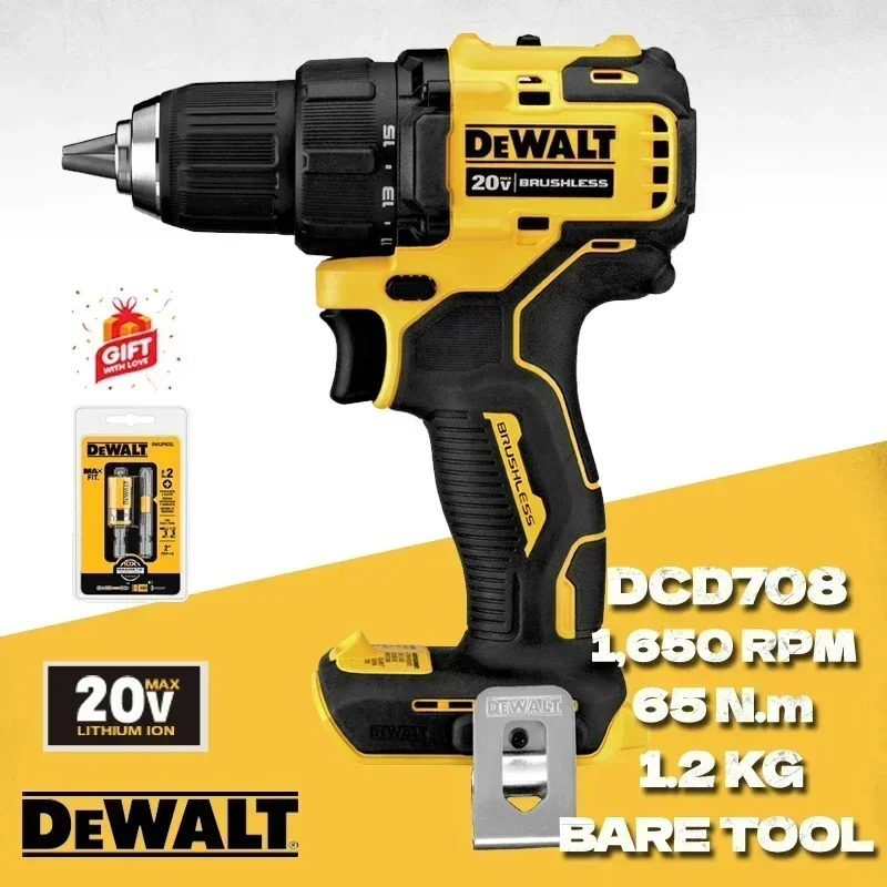 DEWALT DCD708 ATOMIC Cordless Compact Drill Driver 20V MAX Brushless Motor 1/2 in Electric Screwdriver Household Power Tool