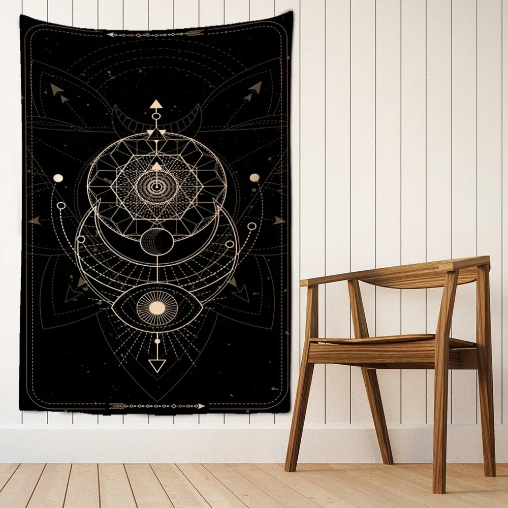 Tarot Card Tapestry Wall Hanging Sun And Moon Pattern Mandala Bohemian Psychedelic Witchcraft Hippie Home Decor