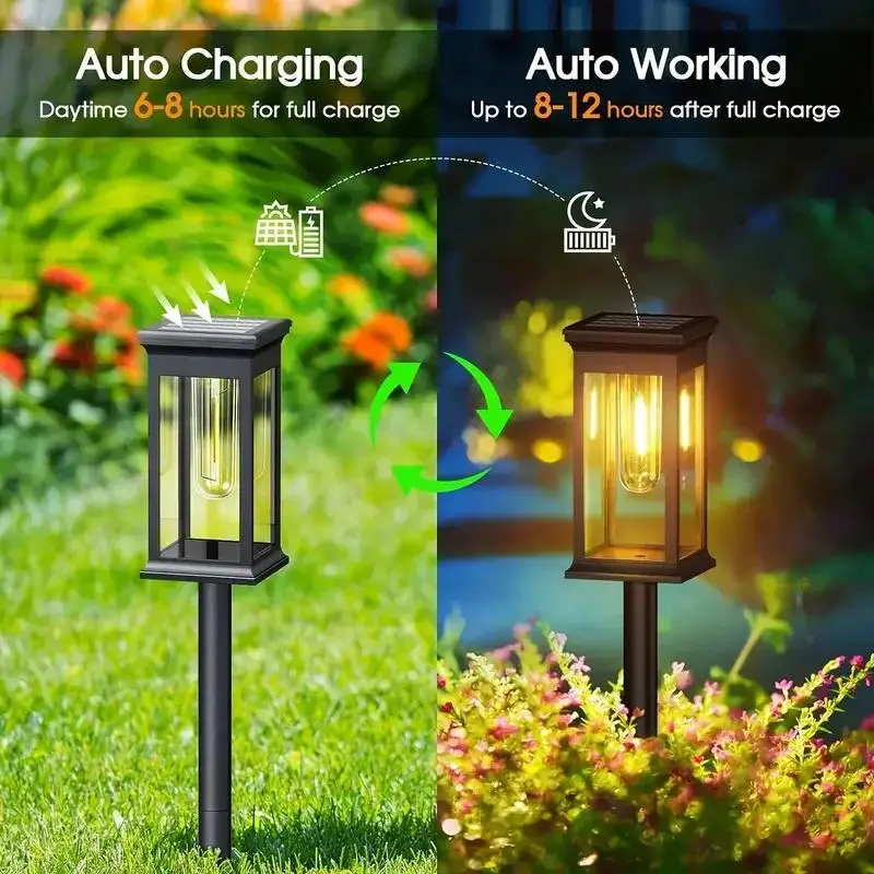 4Psc Solar Pathway Lights Solar Lights Outdoor Solar Powered Garden Lights for Walkway Yard Backyard Lawn Landscape Lighting Decor - view 3