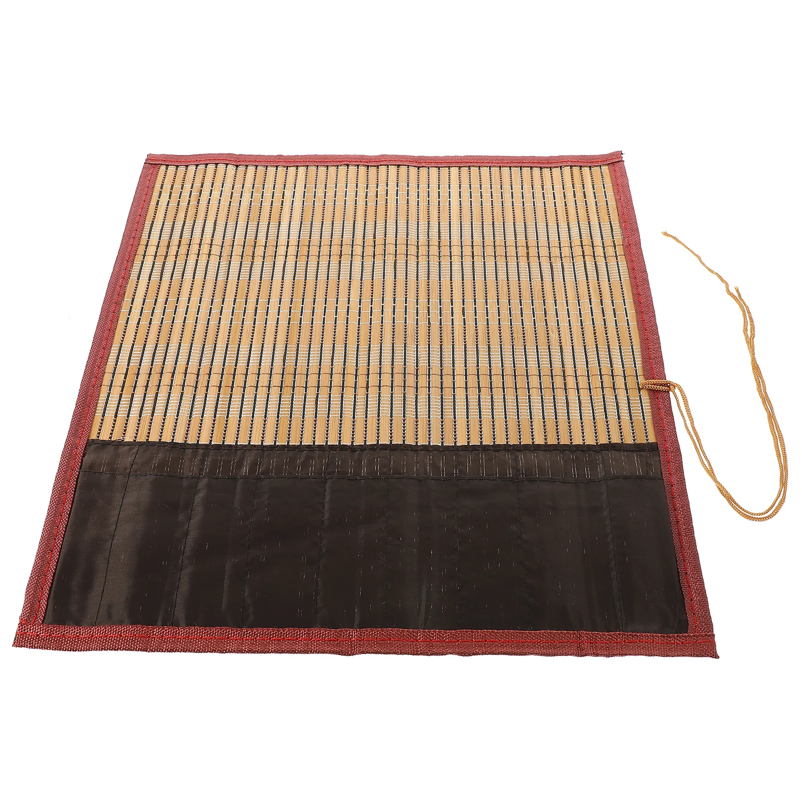 Bamboo Pencil Roll Up Case Calligraphy Brush Pen Storage Bag Cotton Rope and Cloth Design Calligraphy Brush