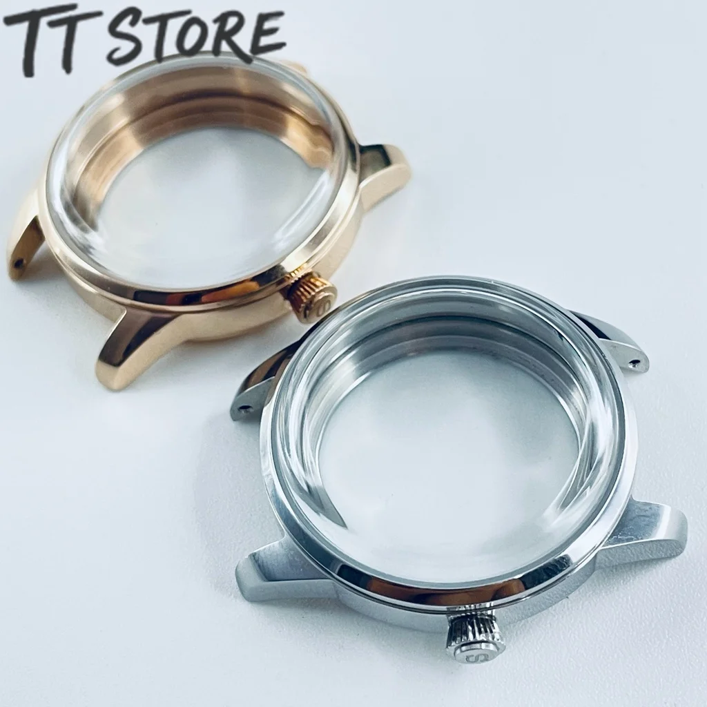 33mm Silver/Rose Watch Case Sterile Cocktail Arched Glass Compatible with NH35 NH36 NH34 NH38 NH70 NH72 Watch Case for Watch Mak