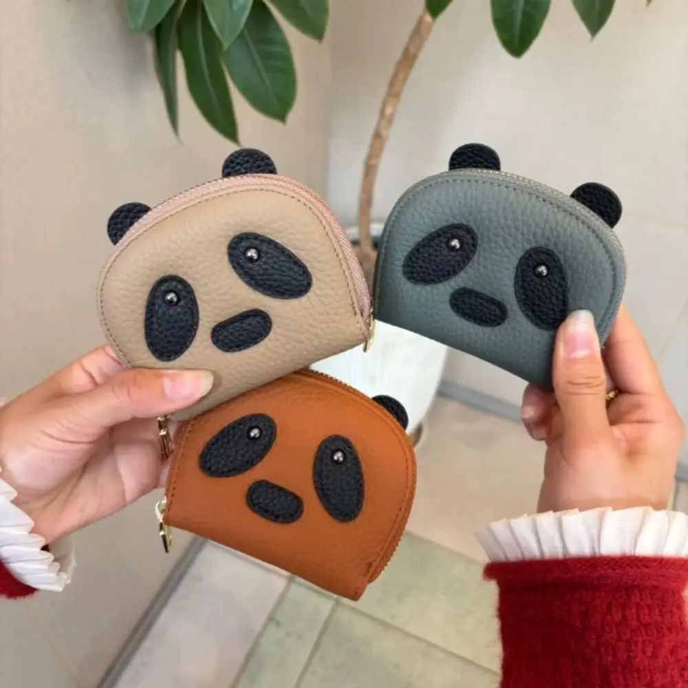 Portable Multiple Card Slots Panda Card Holder Mini Zipper PU Leather Coin Purse Clutch Korean Style Women Wallet Outdoor