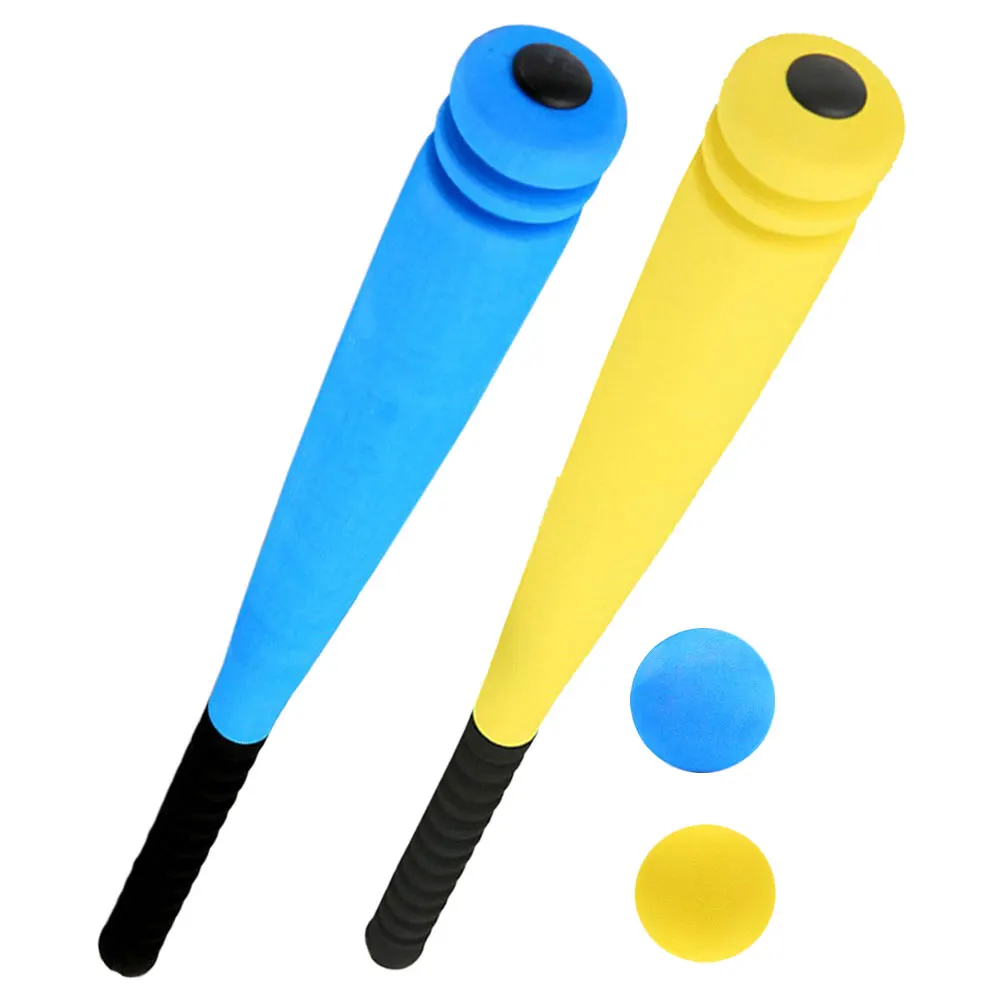2Sets Kids Foam Baseball Bats Soft Comfortable Grip Easy Swing Practice Outdoor Recreational Activities Home Plate Baseball