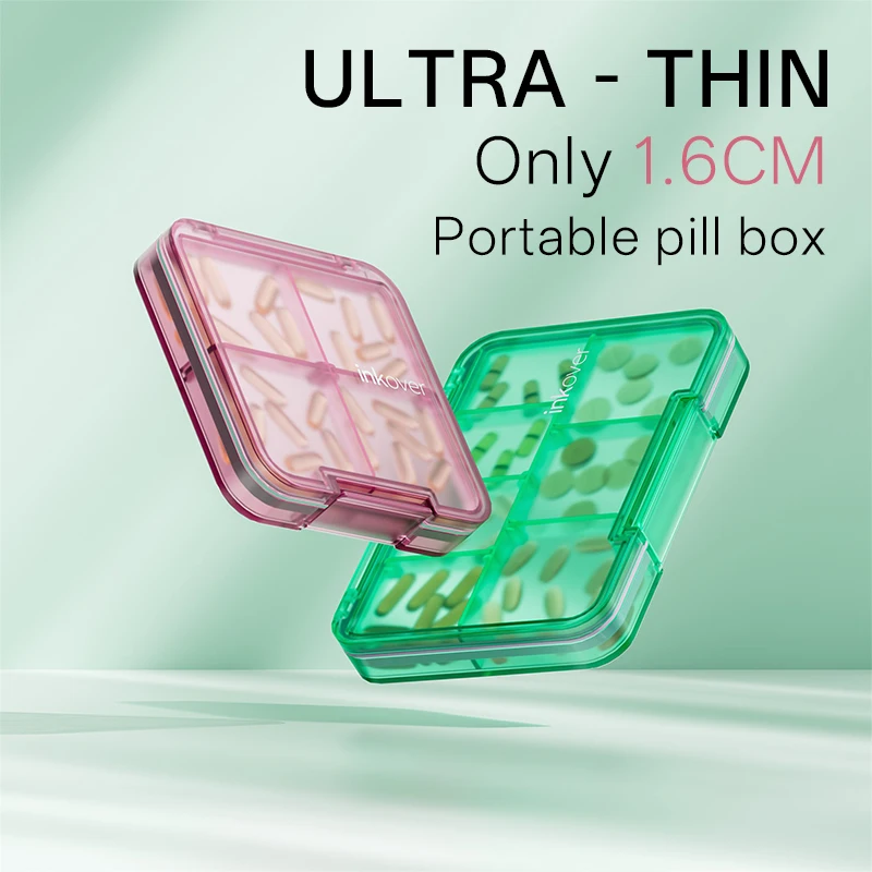Transparent Mini Pillbox with Double Locks Removable Compartment for Storing Vitamins And Pills