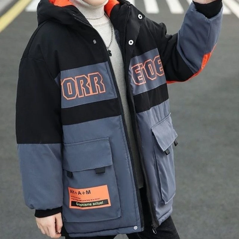 Boys Coat Jacket Cotton Outerwear Windbreak 2023 Fashion Thicken Velvet Winter Warm Christmas Gift Children\'s Clothing
