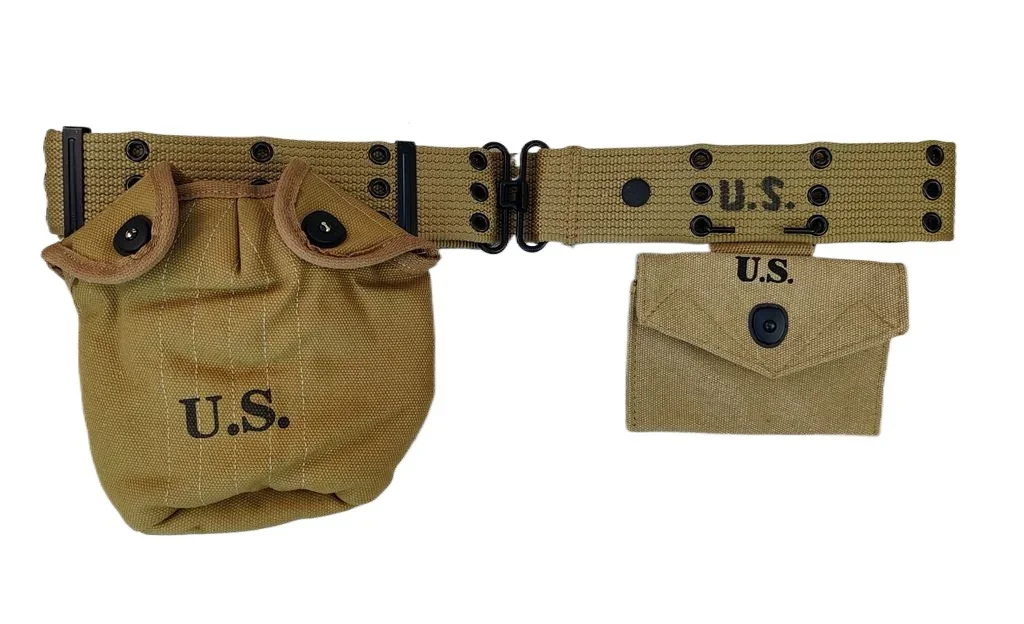 استنساخ الحرب العالمية الثانية WW2 معدات الجيش الأمريكي M1936 حزام وغطاء مقصف M1910 مع حقيبة الإسعافات الأولية لعام 1942