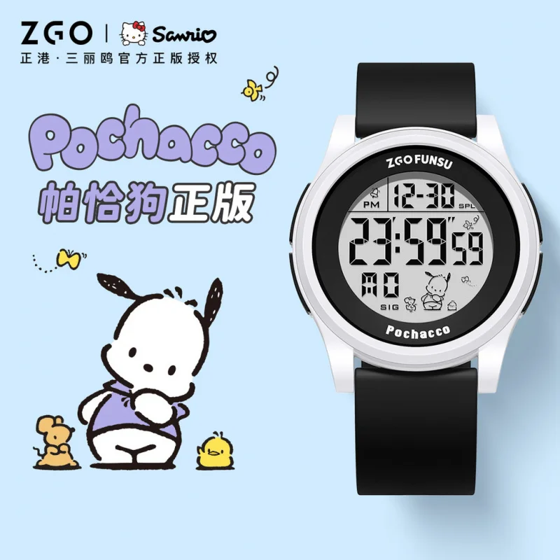 ZGO Sanrio Pochacco Kids Digital Watch, Unisex, Student Exam Watch, Sporty, Waterproof, and Luminous Electronic Watch Gift 8591