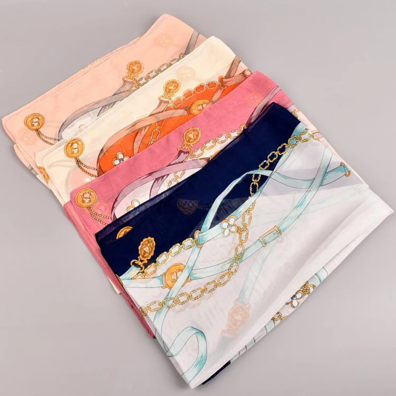 Summer New Dual Color Chain Chiffon Printed Long Scarves Wholesale Yiwu Women\'s Scarves Cross Border Source