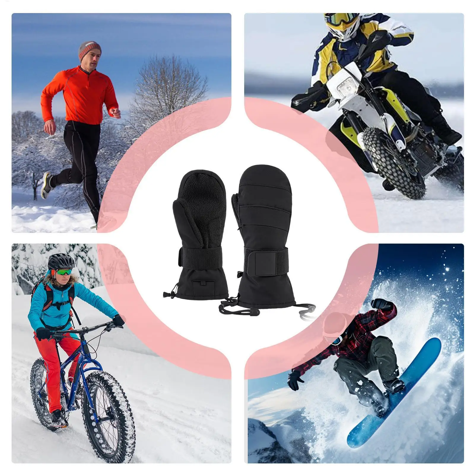

Зимние мотоциклетные перчатки с сенсорным экраном, теплые варежки с защитой запястья, велосипедные перчатки на флисовой подкладке для мужчин, зимние мотоциклетные лыжные перчатки