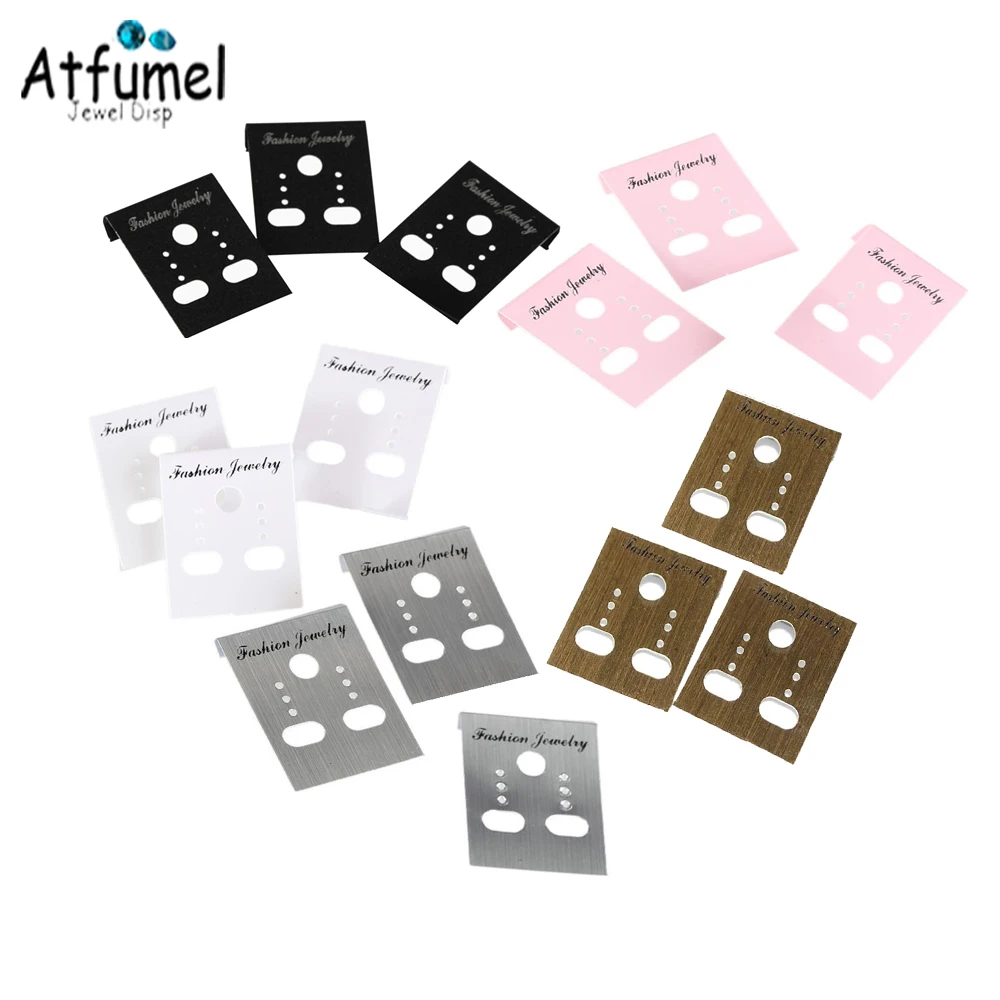 Wholesale 100Pcs Plastic Earring Jewelry Display Card Mini Gold White Black Silver Stud Storage Organizer Holder Showcase 4x3cm