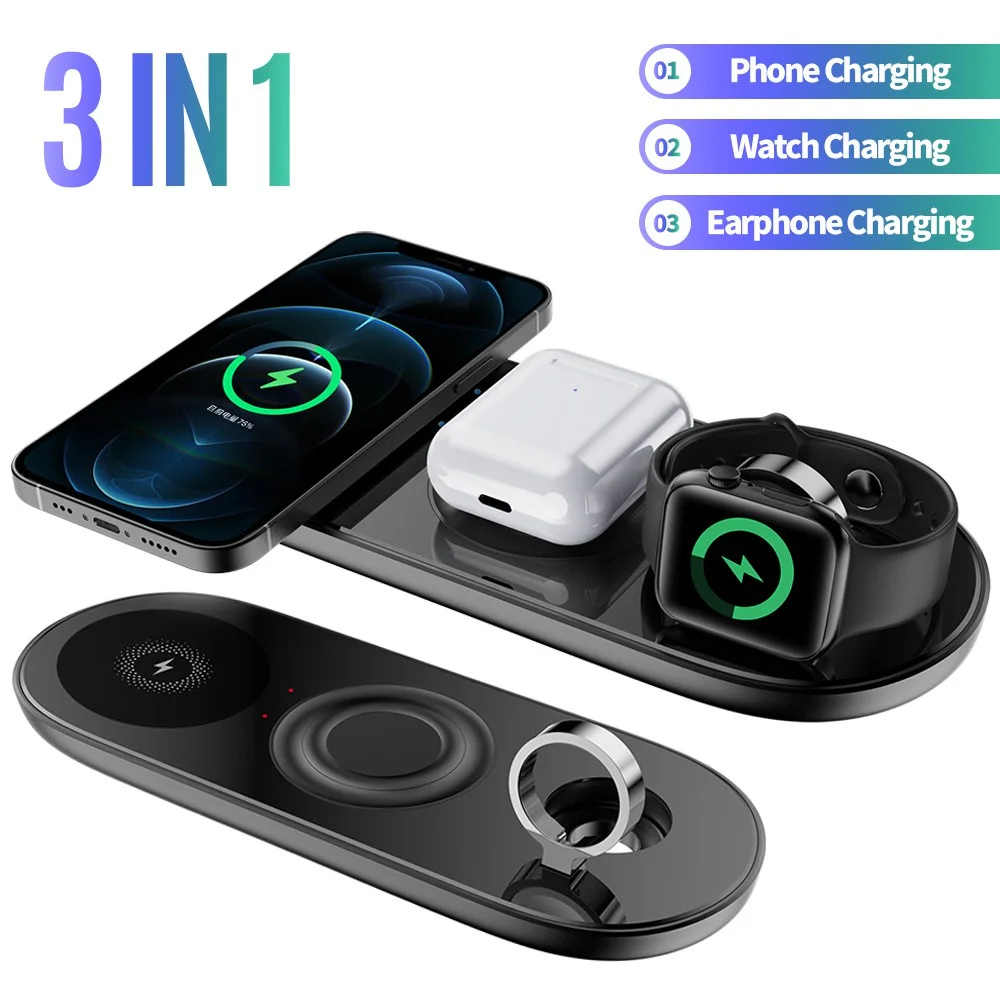 Wireless Charging Pad For Airpods Pro For iPhone 14 13 12 11 XS Pro Max 15W 3 in 1 Fast Charger Dock Station For Samsung S22 S21