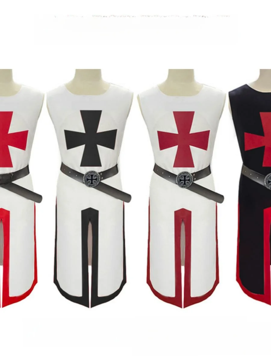 

loween Costume Templar Knight Waist Cinched Split Splice Men's Top Stage Performance Clothes Polyester Summer Faion