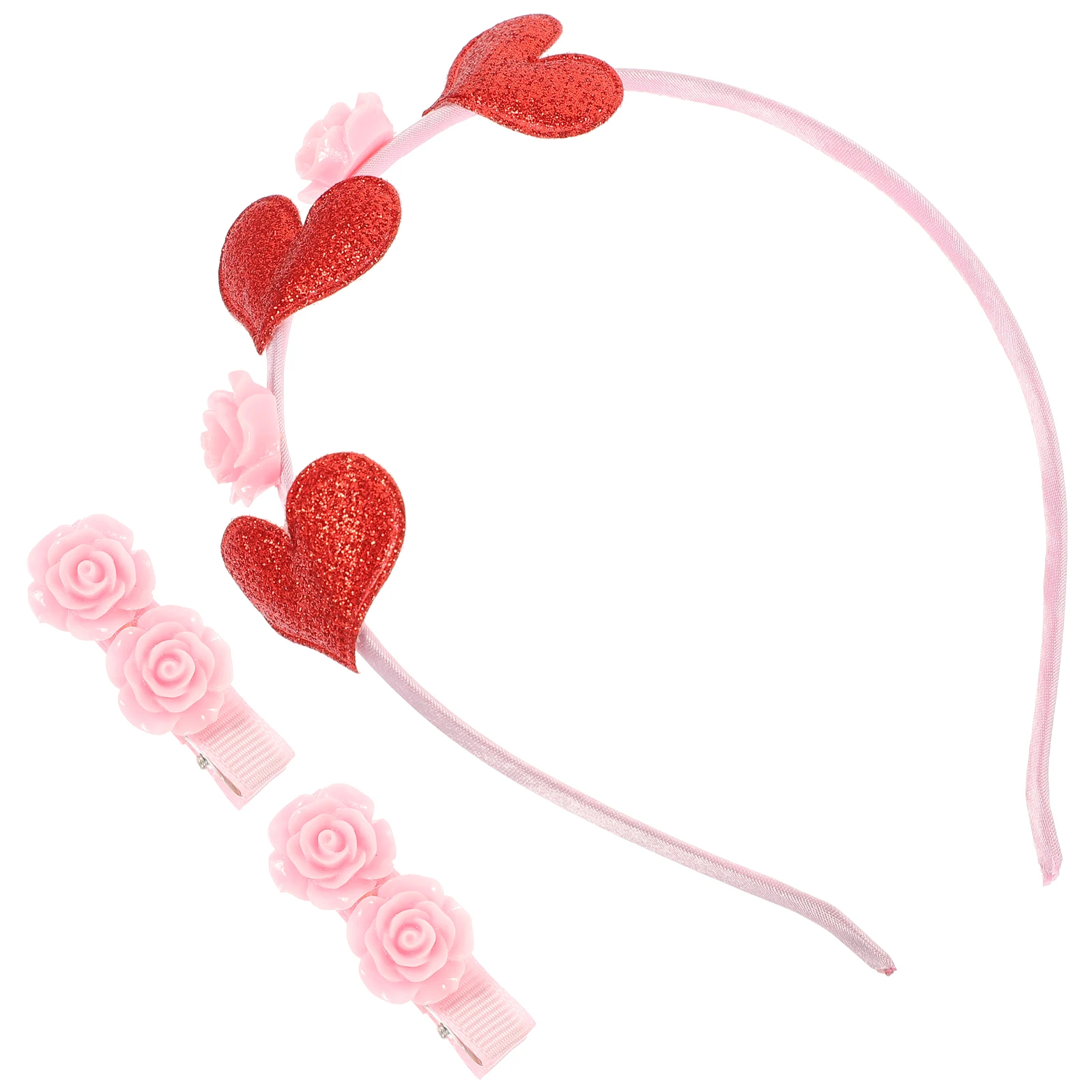 

1 set Rose Headband Valentines Day Red Party Women Hair Decorative Accessories Valentine Heart Headdresses Glitter Holiday Gifts