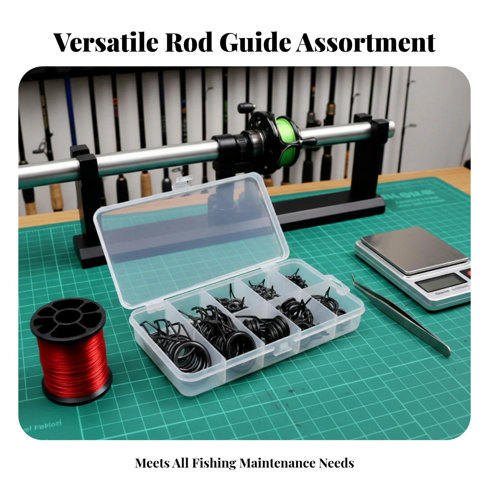 75 Pieces Fishing Rod Guide Rings Clear Compartmented Box Multi Size Wear Resistant Fishing Rod Guide Loop Assortment