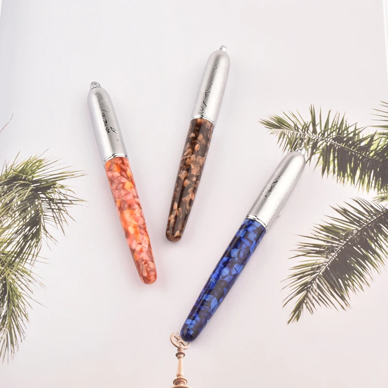 

Fuliwen Resin Ice Flower Marble Celluloid Roller Ball Pen Refillable Ink Pen Writing Pen Writing Gift