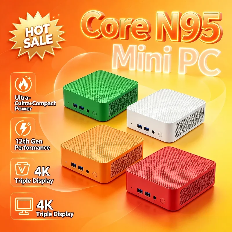 Intel N95 Mini Computer 16GB DDR4 1TB M.2 NVMe SSD Triple 4K WiFi6 Silent Cooling Office Home 2026 Pro Max