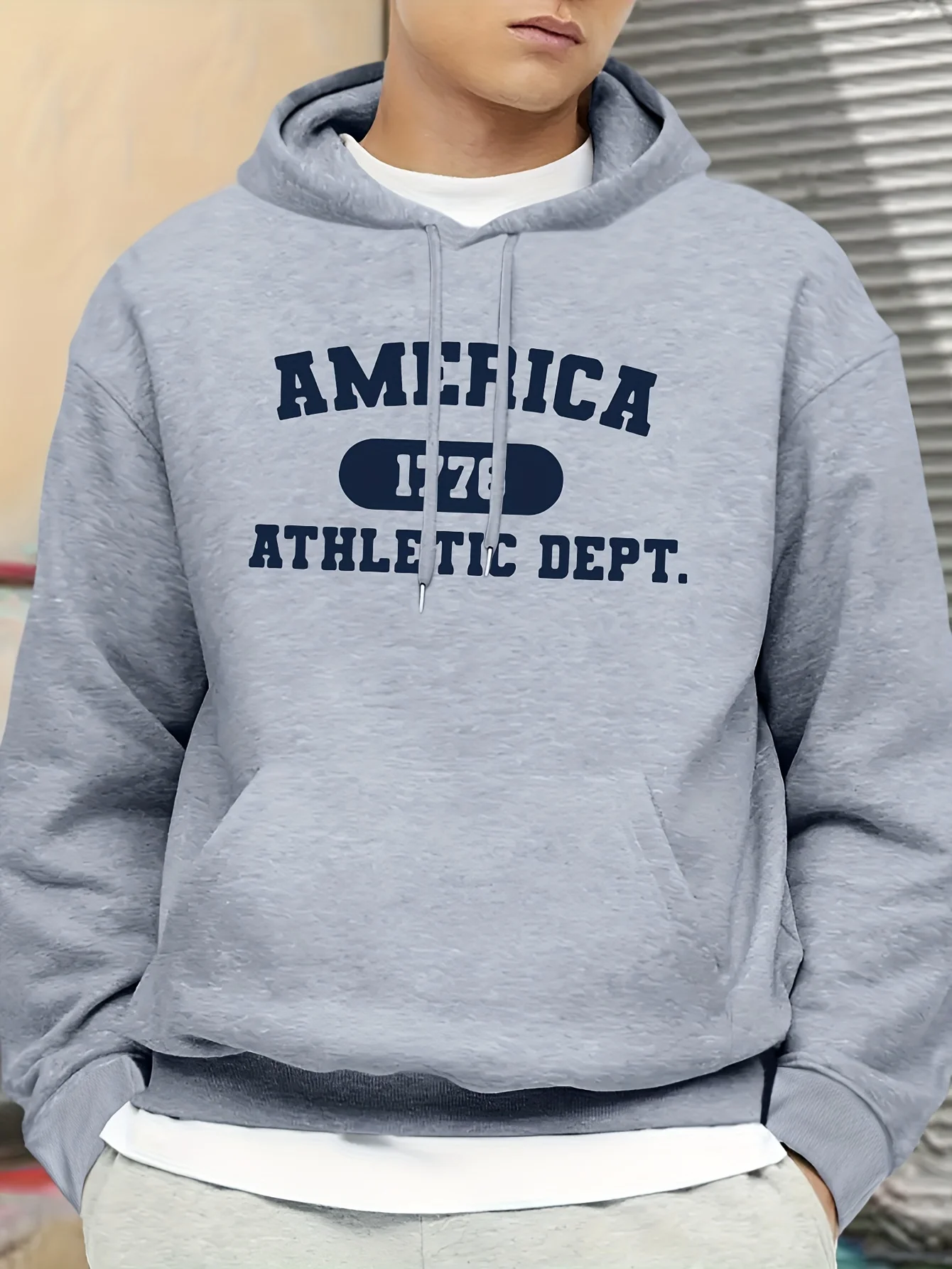 Men'S New American Style Casual Hoodie with Unique Letter Print, Featuring a Stylish Drawstring And Comfortable Long Sleeves, Perfect for Autumn And Winter