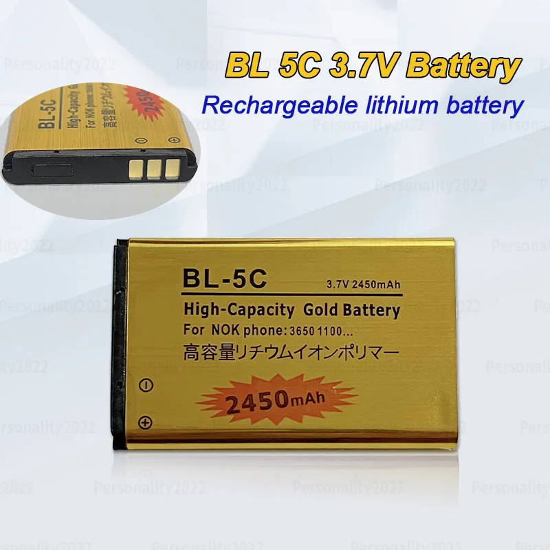 BL 5C Battery 3.7v Rechargeable Li Ion Batteries BL5C 2450mAh for Nokia 2600 1100 1110 1112 2610 6230 6630 Mobile Phone BL-5C