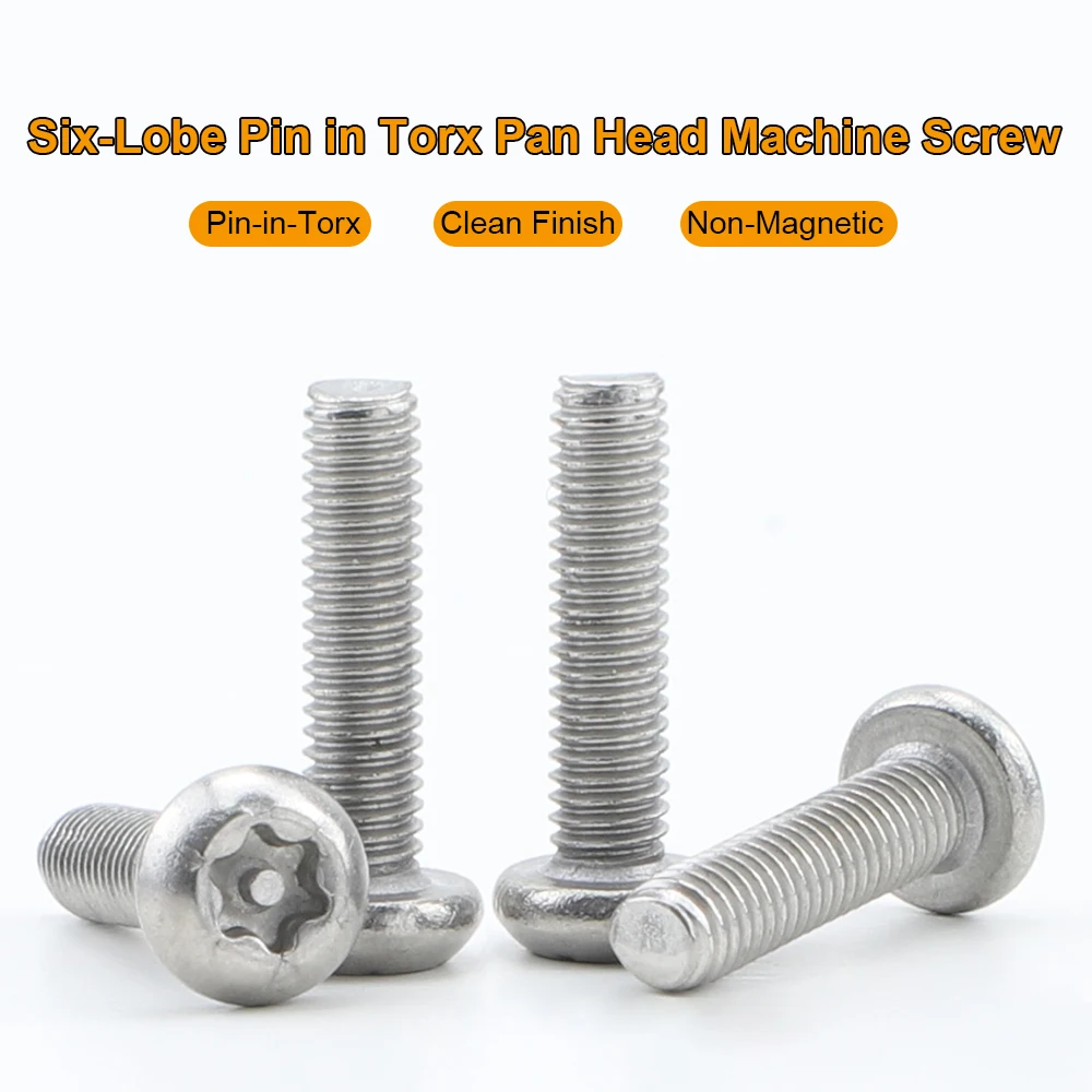 3 ~ 30 stks Torx Ronde Kop Machine Schroef met Pin Rvs M3-M8 Zes Kwab Pan Hoofd Anti-sabotage Beveiliging Bolt Schroeven