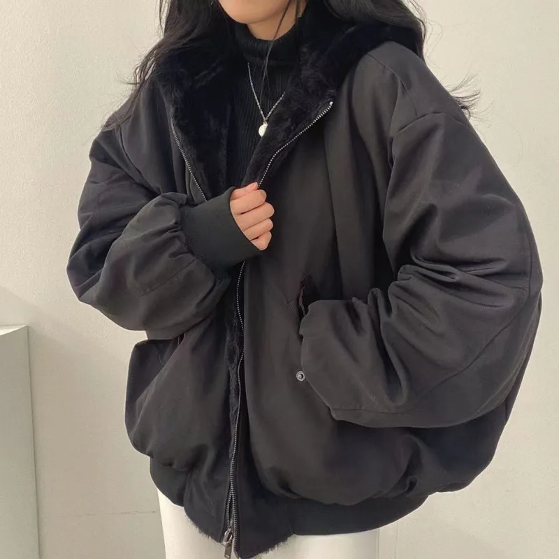 2023 Autumn Thicken Parkas Women Casual Jacket Winter Comfortable Double-Layer Korean Style Simple Trendy Solid Warm Cute Coats