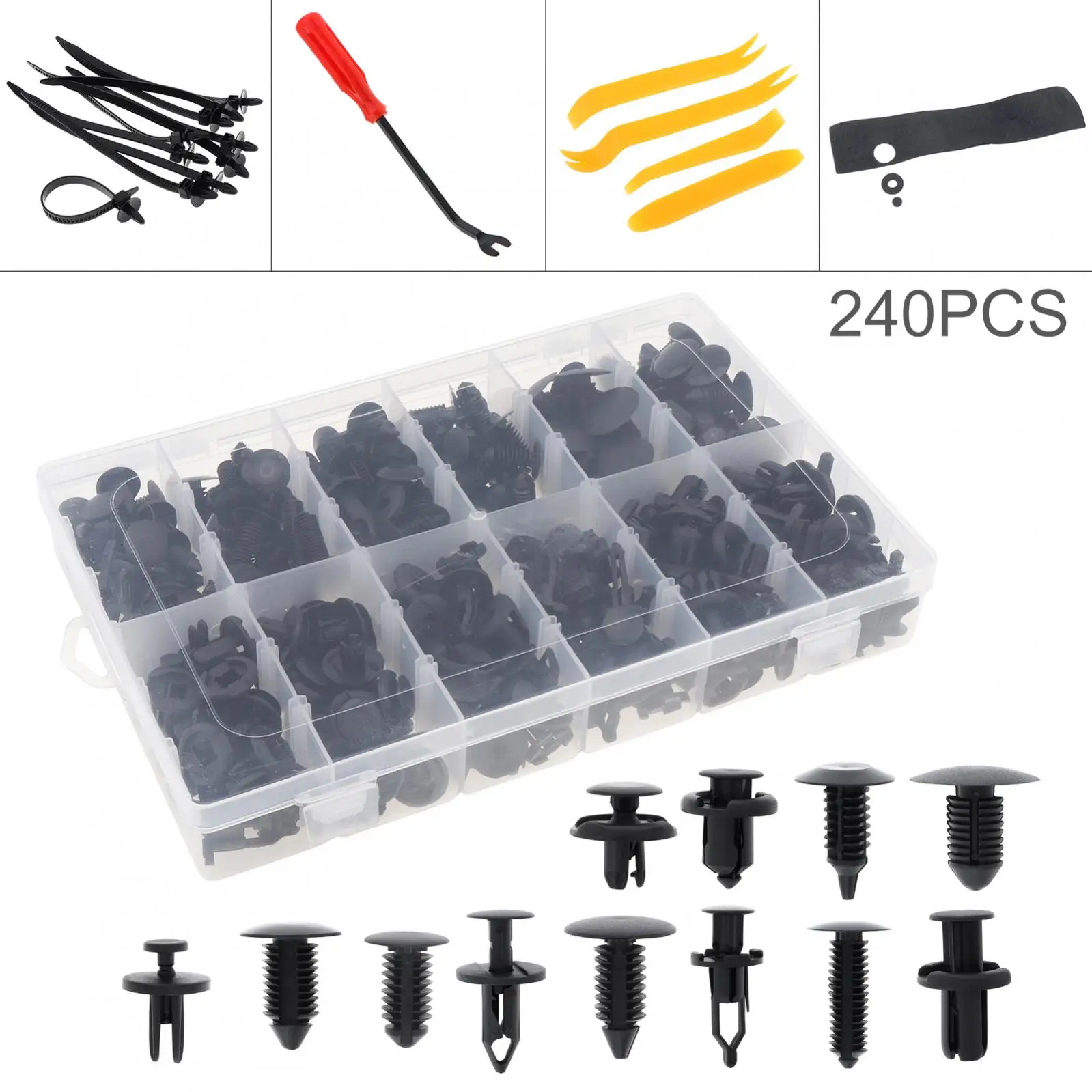 

240 Pcs Bumper Retainer Clips Car Plastic Rivets Fasteners Push Retainer Kit Fit for Ford / Toyota