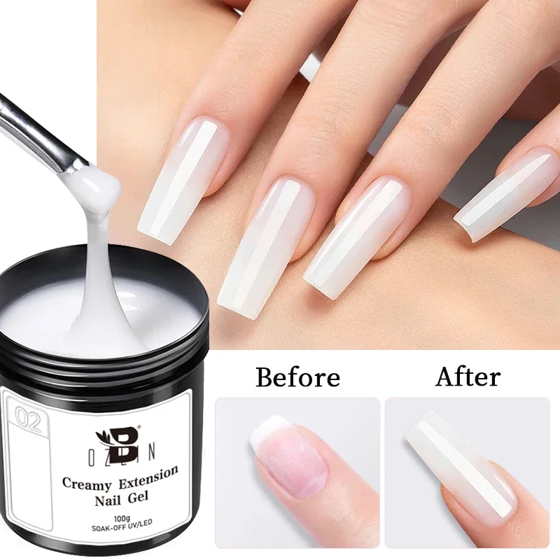 BOZLIN 100G Clear Builder Gel Esmalte de uñas para extensión de uñas Gel autonivelante Jelly rosa pálido Construir Gel acrílico UV DIY