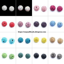 (10Pcs= Lot !) AA Quality Crystal Rhinestone Pave Disco Ball Beads Wholesale 16 Colors 8 10 12MM Pick Size