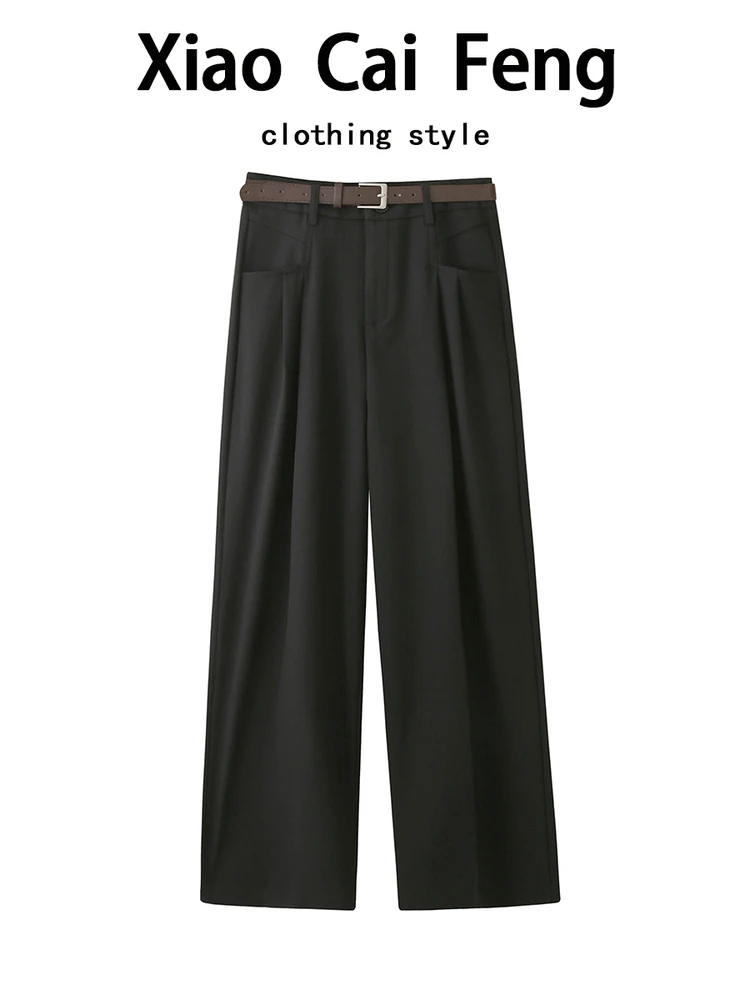Business Casual High Waist Straight Leg Suit Pants Women Early Autumn New Style Elegant Drape Loose Hip Concealing Slim Wide ...