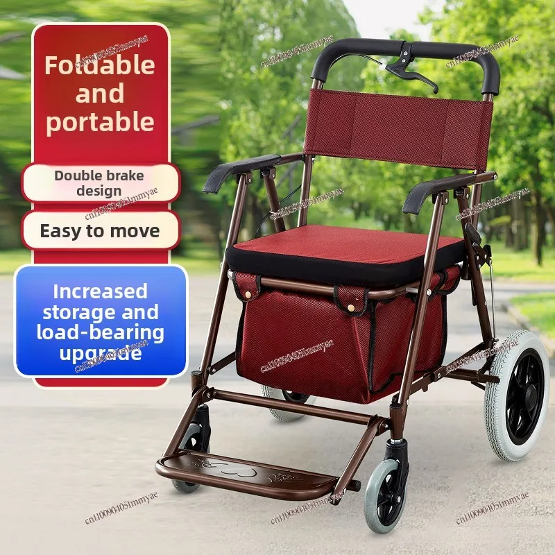 المحمولة المسنين عربة الطاقة سكوتر اليد دفع عربة التسوق التسوق عربة المسنين أربع عجلات